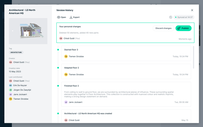 VERSION PANEL - Default view - Auto-saved version selected